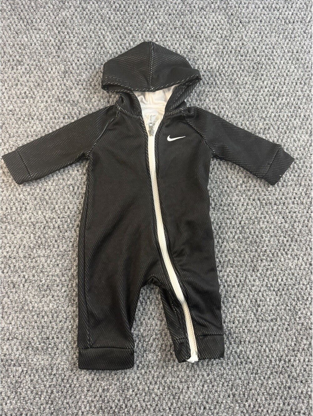 Nike Baby Hooded Fleece Coverall One Piece Black 6M Full Zip Swoosh